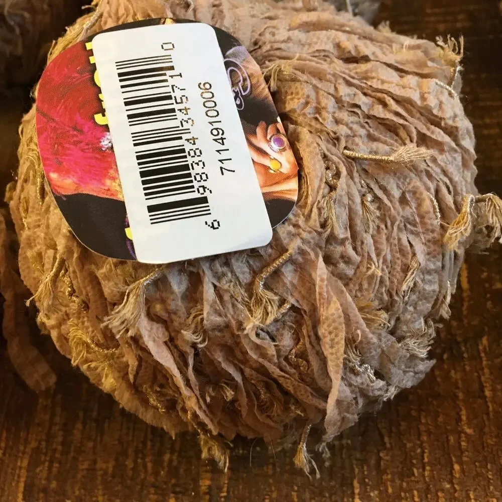LOT OF 9 Adriafil Frou Frou Shaggy Mixed Fiber Cotton Blend Yarn Fancy Tan Italy